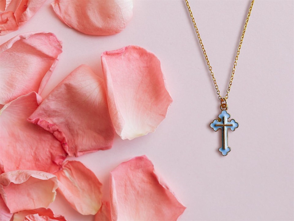 Enamel Cross with Gold Plated Necklace - 10 Colors