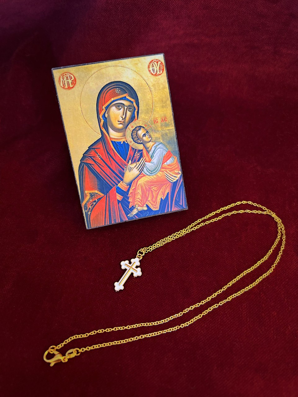 Enamel Cross with Gold Plated Necklace - 10 Colors